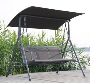 Angel Living SW-037T-G Hollywoodschaukel Gartenschaukel 3 Sitzer mit Sonnenschutz aus Stahl