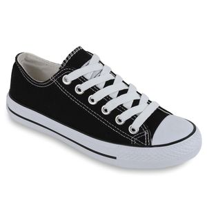 Mytrendshoe Damskie Trampki Buty Sportowe Buty Materiałowe 96194, Kolor: Czarny, Rozmiar: 37