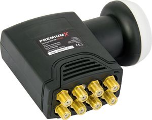 PremiumX Deluxe Octo LNB Signalumsetzer bis 8 Teilnehmer digital SAT-Empfang HD UHD 4K DVB-S2 PLL Referenzoszillator für höchste Frequenzstabilität & Leistung
