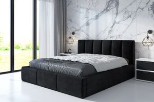 Polsterbett LUIZA  120x200 mit Matratze und Bettkasten. Farbe: Schwarz.