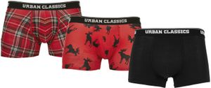 Pánské kraťasy Urban Classics Boxer Shorts 3-Pack red plaid aop+moose aop+blk - L