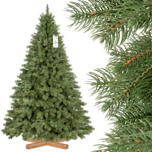 FAIRYTREES künstlicher Weihnachtsbaum KÖNIGSFICHTE PREMIUM, Material MIX aus Spritzguss & PVC, inkl. Holzständer, 180cm, FT18-180