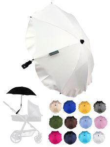 BAMBINIWELT Sonnenschirm für Kinderwagen Ø68cm UV-Schutz50+ Schirm Sonnensegel Sonnenschutz, weiß