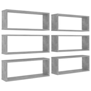 vidaXL Cube Shelves 6 ks. Betonově šedá 60x15x23 cm odvozený dřevěný výrobek