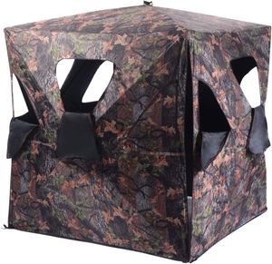 GOPLUS Jagdzelt, Camouflage Tarnzelt für 1-2 Personen, tragbares Pop-up-Zelt mit Tragetasche, Seilen & Erdspießen, Tarnversteck mit 360 Grad Weitsicht