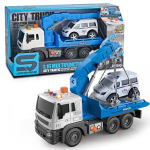 Abschleppwagen Spielzeug, kran spielzeug mit Sound und Licht, 1:16 LKW Spielzeug mit Mini Auto Spielzeug, Autotransporter spielzeug, kinder spielzeug ab 3 4 5 jahre  jungen