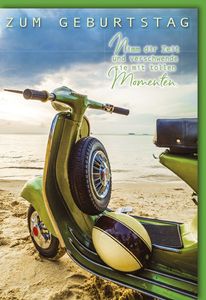 Verlag Dominique 511633 Geburtstagskarte Motorroller - inkl. Umschlag
