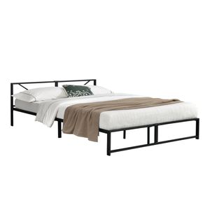 Kovová posteľ 180x200 cm Rám postele s roštami Manželská posteľ do 300 kg Kovový rám čierny [en.casa]