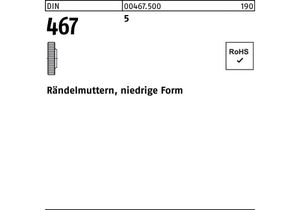 Rändelmutter DIN 467 niedrige Form M 6 5