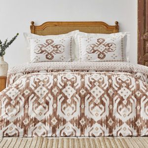 Karaca Home Neos Beige 100% Baumwolle Doppel Bettbezug Set