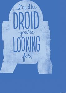 Wandbild - Star Wars Silhouette Quotes R2D2 - Größe 50 x 70 cm