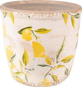 Clayre & Eef Blumentopf Ø 13x12 cm Gelb Keramik Zitrone