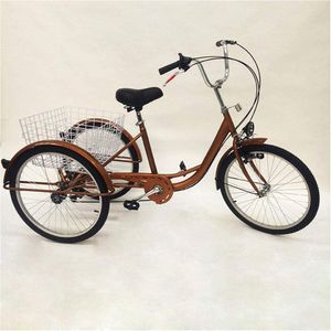 24 Zoll 6 Gang Fahrrad Erwachsenerad Dreirad für Erwachsene Senioren Shopping Cityrad Korb Litch