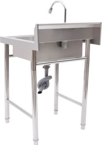 Küchenspüle Edelstahl Spüle 1 Becken Spültisch Gastro Spülbecken Tisch 61*60*93cm Silber