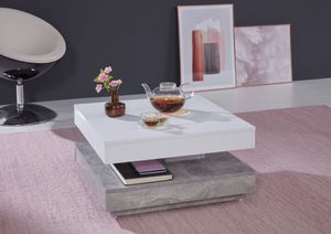 NEWFURN Couchtisch - Beton Weiß Breite 70 cm