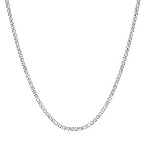 Hip-Hop einreihige Diamant-Zirkon-Halskette, Tenniskette, 3 mm, Kupfer, besetzt, Diamant, Straße, beliebte Halskette (Silber)