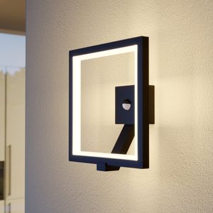 Lucande LED Wandleuchte außen 'Square' in schwarz aus Aluminium