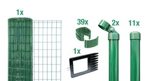 Alberts Fix-Clip Pro als Zaun-Komplettset, zum Einbetonieren | grün | Höhe 122 cm | Länge 25 m