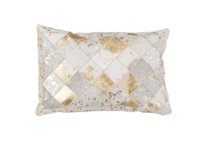 Kayoom - Leder Kissen Lavish Pillow 210 Elfenbein / Gold Grösse: 40cm x 60cm