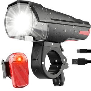Fahrradlicht LED Fahrradbeleuchtung Set StVZO Zugelassen 2200mAh Frontlicht und Rücklicht Set Lampenset Wasserdicht USB Aufladbare 380 Lumen Retoo
