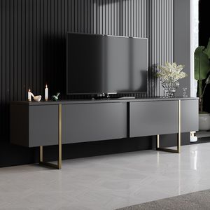 Skye Decor, Luxe - Anthracite, Gold, Fernsehtisch, Anthrazit, 180 x 30 x 50 cm