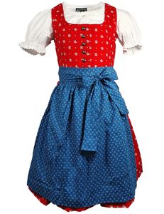 MADDOX Kinder Dirndl "Elli" 3-tlg. | Blümchen Rot Blau Größe: 128