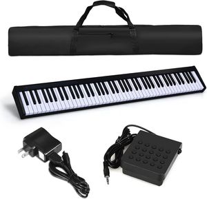 KOMFOTTEU Digitales Piano 88 Tastatur, Elektroklavier mit Bluetooth, Digitale Keyboard tragbar inkl. Tragetasche 128 Rhythmen/ 20 Demo