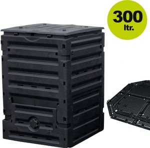ECO-Master Komposter 300 L, schwarz INKL. Bodengitter Garantia Kompostbehälter Schnellkomposter