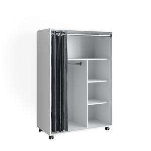 Vicco Kleiderschrank Doros, 100 x 146.6 cm offen, mit Rollen, Weiß