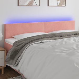 vidaXL LED čelo postele ružové 180x5x78/88 cm Velvet