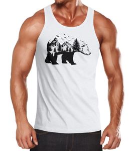 Herren Tank-Top Bär Kunst Grafik Printshirt Tiermotiv Adventure Muskelshirt Muscle Shirt Neverless® weiß S