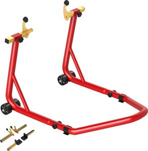 HOMCOM Motorradständer Set vorne/hinten Montageständer Motorradheber bis 544 kg Motorrad Ständer für Hinterrad Stahl Rot