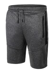 Shorts Herren Kurze Hose Bermuda Sommer Jogginghose Taschen mit Reißverschluss dunkelgrau XL