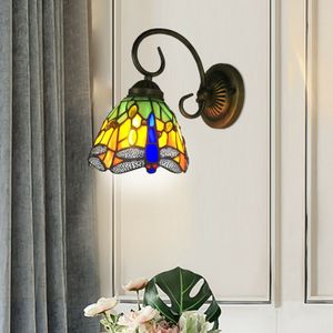 Retro Tiffany Wandlampe LED Wandleuchte Glaslampe Libelle Dekorative Lichter
