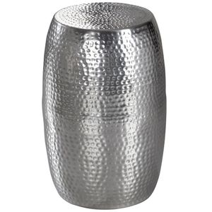 WOHNLING Beistelltisch 30x49,5x30cm Aluminium Silber Dekotisch orientalisch rund | Kleiner Hammerschlag Abstelltisch | Designer Ablagetisch Metall modern | Anstelltisch schmal
