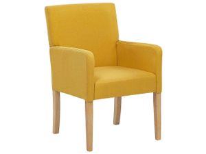 BELIANI Jídelní židle žluté čalouněné dřevěné moderní nohy s područkami