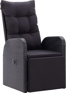 VidaXL 46066, Taras, Obite siedzisko, Technorattan, Stal, Czarny, 47 cm, 50 cm