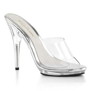 POISE-501 Fabulicious elegante transparente Damen High Heels Pantoletten klar
