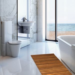 DEUBA® Badematte Holz FSC®-zertifiziertes Akazienholz rutschfest Badvorleger Duschmatte Holzduschmatte Badezimmerteppich Dusch Vorleger Stabmuster