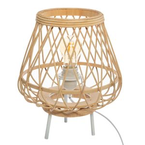 Tischlampe mit durchbrochenem Lampenschirm, Bambus, 31 cm