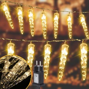 Jiubiaz LED Eiszapfen Lichterkette Eisregen 40 LED Wasserdicht Weihnachten Meteor Eiszapfen Lichter, Warmweiß