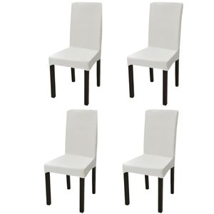vidaXL Stretch Chair Covers Straight 4 ks. Krémová