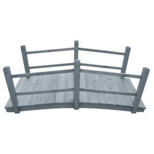 vidaXL Gartenbrücke Grau 140x60x56 cm Massivholz Tanne