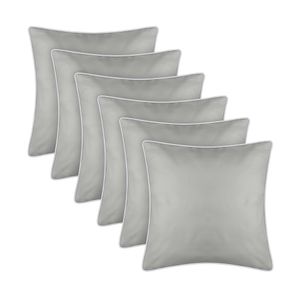 Outdoor Kissen mit Paspel 6er Pack ( 45 x 45 cm ) Beige - Dekokissen Garten Reißverschluss - Schmutz- und Wasserabweisend - abnehmbarer Bezug