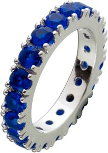 Memoire Ring Silber 925 tiefblaue Zirkonia Steine 18