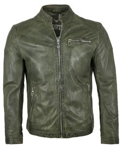 Milestone - Herren Echtleder Lederjacke Lammnappa grün