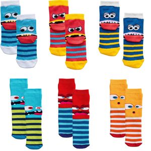 Kinder Socken,Jungen,6 Pack, Lustige Monster,35-38