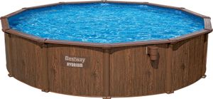Bestway® Hydrium™ Stahlwandpool Komplett-Set mit Sandfilteranlage Ø 490 x 130 cm, Holz-Optik (Palisander), rund Bestway® Hydrium™ Stahlwandpool Komplett-Set mit Sandfilteranlage Ø 490 x 130 cm, Holz-Optik (Palisander), rund