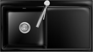 Spüle KeraDomo MERA 90 Nero Becken links mit Handbetätigung