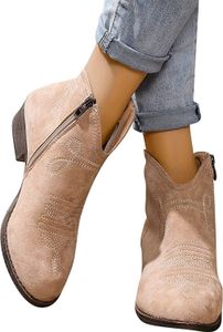 ASKSA Damen Stiefel Kurzschaft Winterstiefel Winter Stiefeletten, Aprikose, Größe: 38